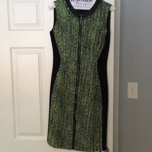 Elie Tahari green, black & white knee length dress